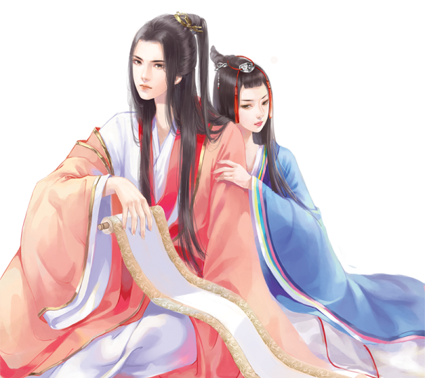 古代夫妻手绘图片